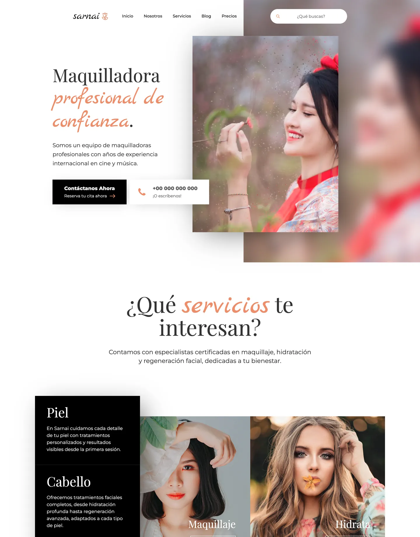 Plantilla de página web para belleza y estética