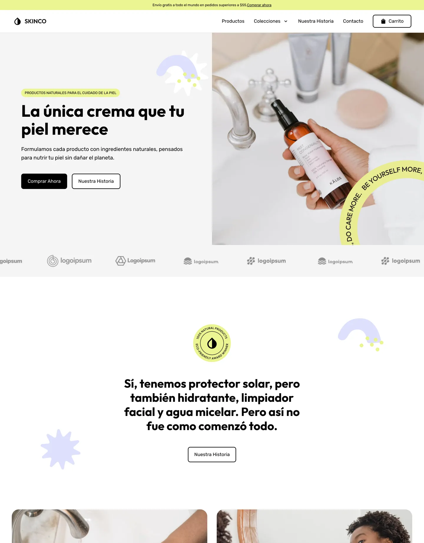 Plantilla de página web para belleza tienda