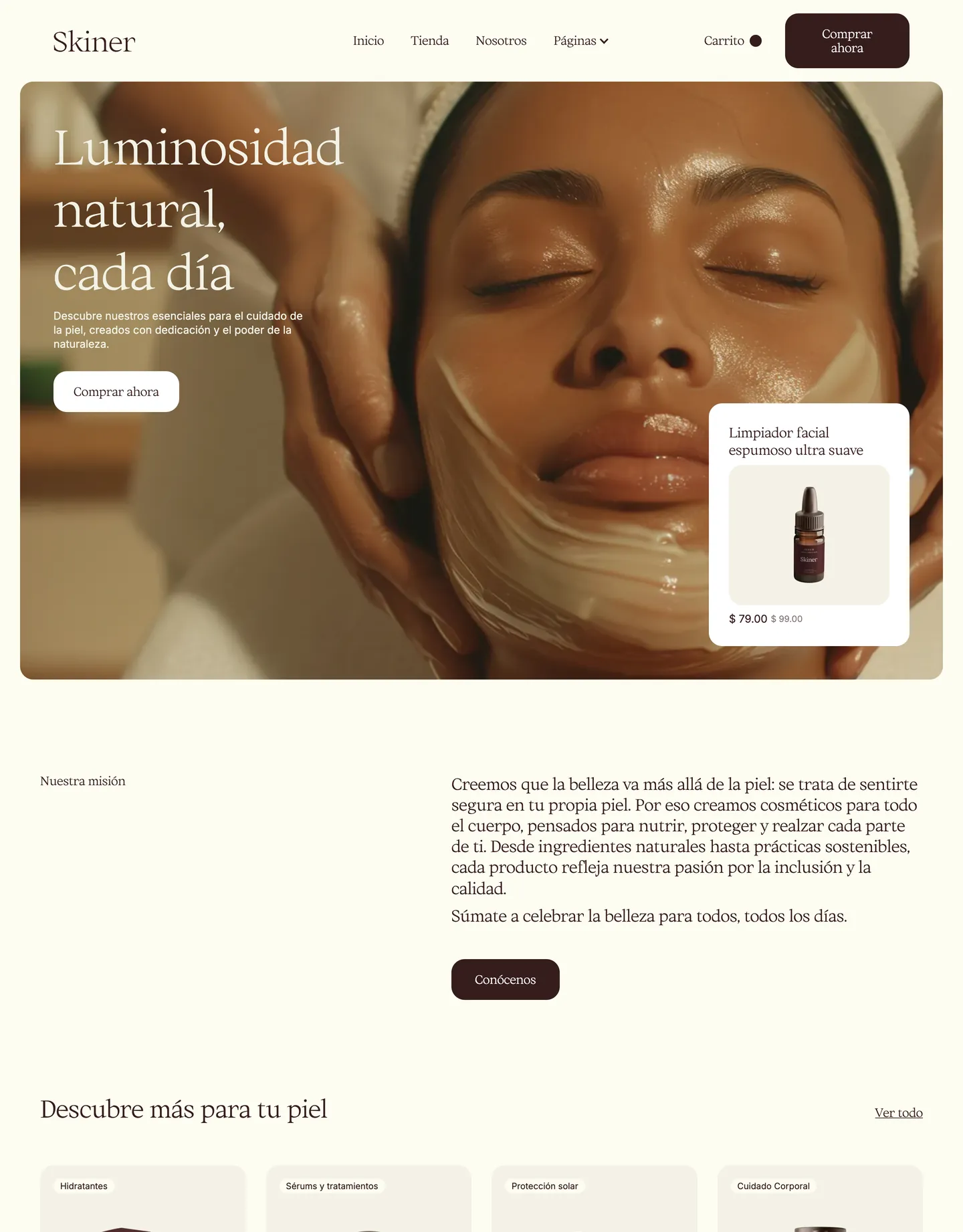 Plantilla de página web para belleza y estética